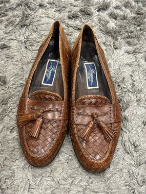 Bragano Cole Haan Shoes Men 11M Brown Loafers Woven Pinch Tassel Made in Italy